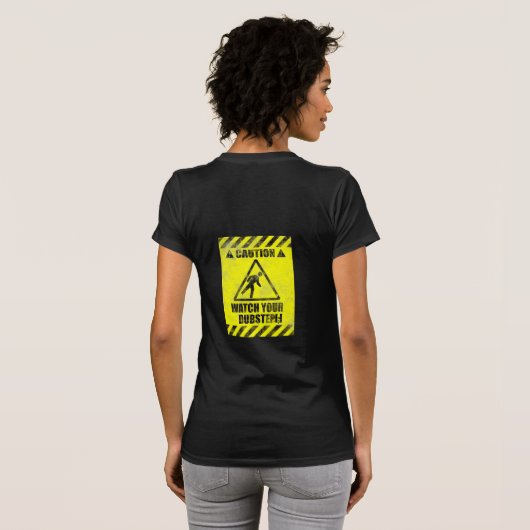 注意テープレディースヴィンテージの黒によって破壊されるTシャツ Tシャツ (裏面フル)