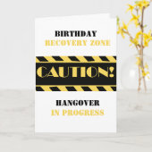 注意テープ誕生日回復ゾーンのおもしろいことわざ カード (黄色い花)