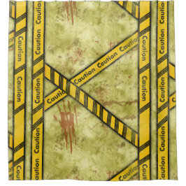 注意テープ(ばちゃばちゃ)跳ねるホラーハロウィーンの犯罪シーン シャワーカーテン