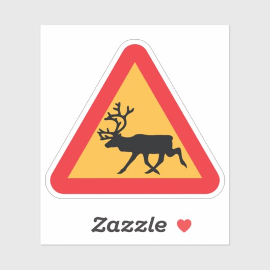 注意トナカイSwedishの交通標識 シール (シート)