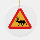 注意トナカイSwedishの交通標識 セラミックオーナメント (裏面)