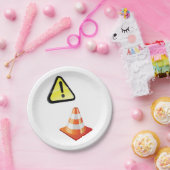 注意トラフィック警告コーン ペーパープレート (パーティー)