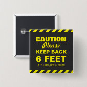 注意バック保6足COVID19 缶バッジ (正面&裏面)