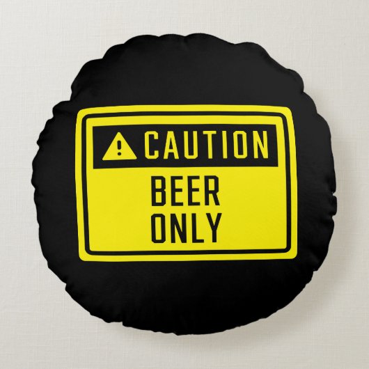 注意ビールのみ看板 ラウンドクッション (正面)