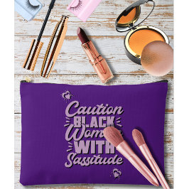 注意ブラック女性のサッシュードコスメティックバッグ アクセサリーポーチ