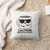 注意ブルワーと熱いコおもしろいーヒパン クッション (ブランケット)