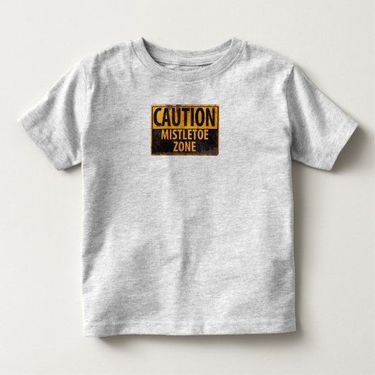 注意ミスタルトーゾーンクリスマスキス危険標識 トドラーTシャツ (正面)