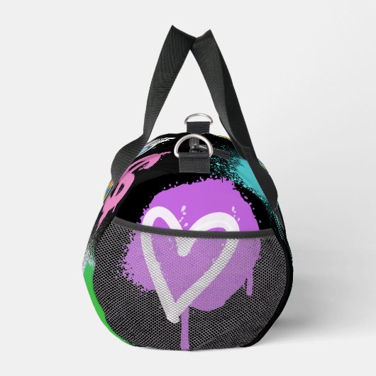 注意モダングラフィティ絵を描スプレイの黒 ダッフルバッグ (右)