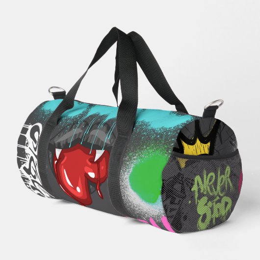 注意ヴァンパイアは食べハートスプレー絵を描の ダッフルバッグ (右コーナー)