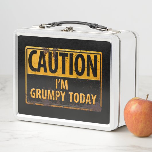 注意今日は不機嫌だ – 錆びた金属の危険サイン メタルランチボックス (インサイチュ)