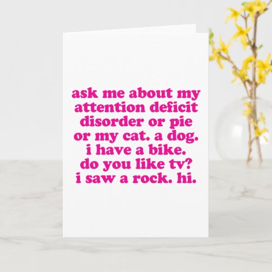 注意力欠如障害の引用文はADHD -ピンク--を加えます カード (黄色い花)