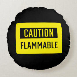 注意可燃性サイン ラウンドクッション