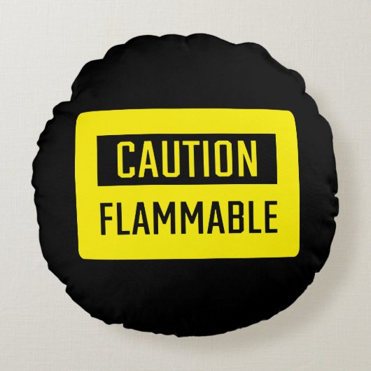 注意可燃性サイン ラウンドクッション (正面)