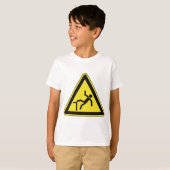 注意喚起 転倒注意 サイン 危険 Tシャツ (正面フル)