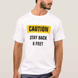 注意後戻る6つの足社会配給シャツ Tシャツ