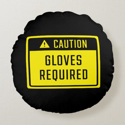 注意手袋必要標識 ラウンドクッション (正面)