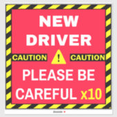 注意新しいドライバー（注意する）赤い学生車 シール (シート)