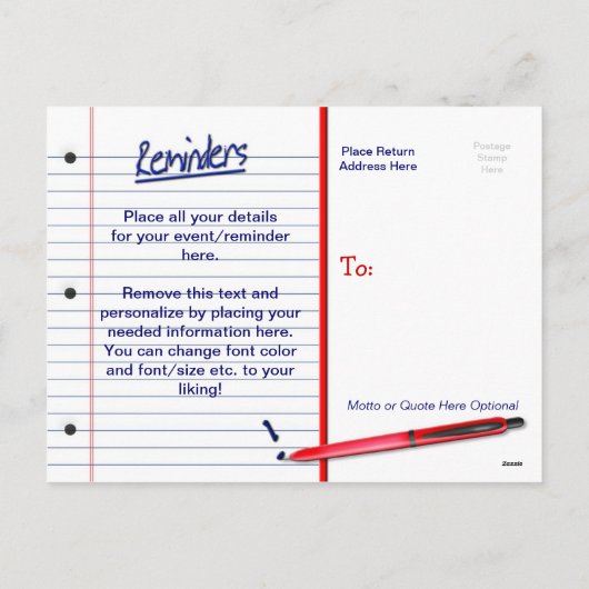 注意書きはがき – 便数々の箋 – 目的 シーズンポストカード (裏面)