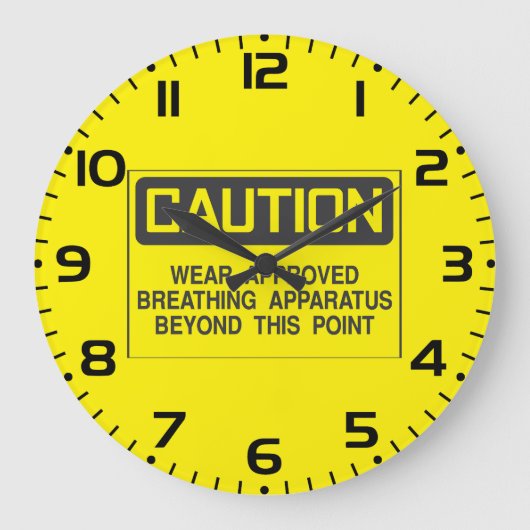 注意標識衣服認定呼吸装置 ラージ壁時計 (正面)