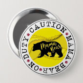 注意母の日のピンボタンにデューティママ熊 缶バッジ (正面&裏面)