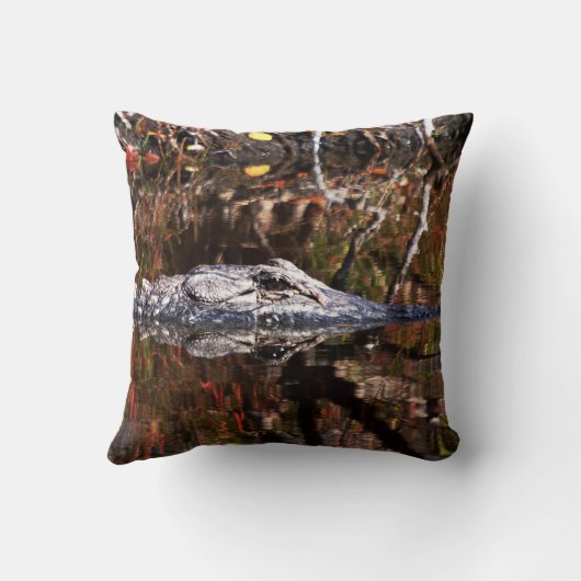 注意深いわに-! -両側を見て下さい クッション (裏面)