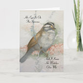 注意深いスズメ賛美の聖書の水彩 カード (正面)