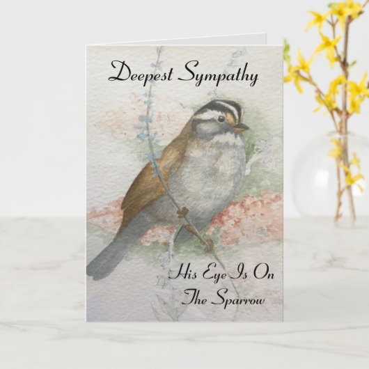 注意深いスパローエスト悔やみや弔慰バイブル引用文 カード (黄色い花)