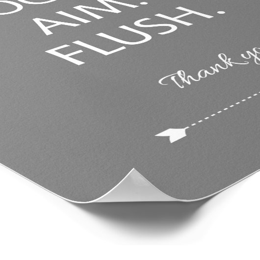 注意焦点エイムフラッシュ子供のバスルームのサイン灰色 ポスター (角)