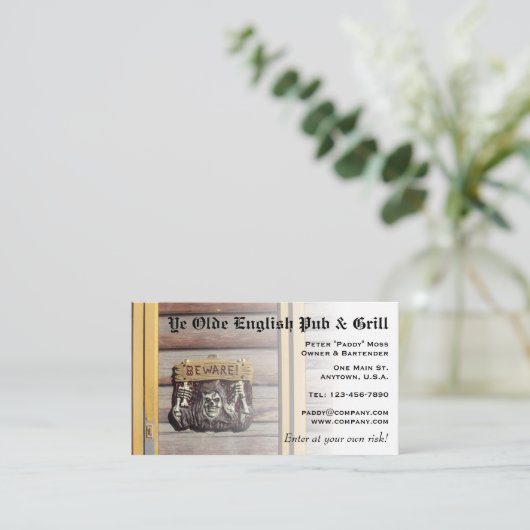 注意素朴サイン 名刺 (スタンド正面)