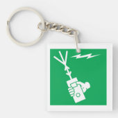 注意電気標識キーチェーン キーホルダー (正面)