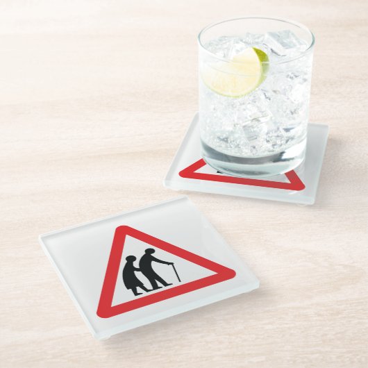 注意高齢者 – UK交通標識 ガラスコースター (アングル)