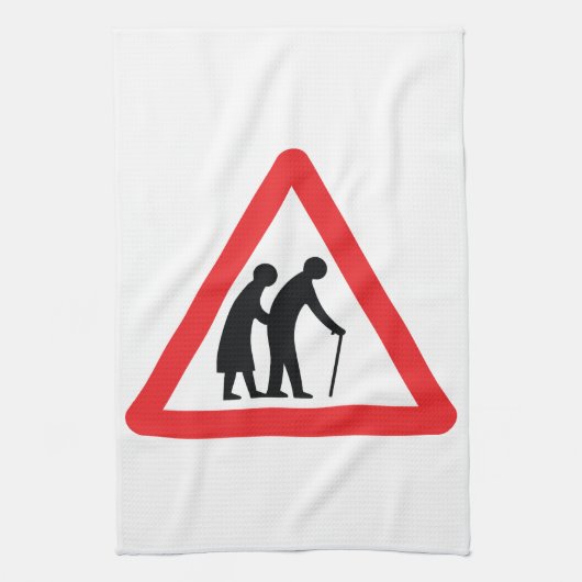 注意高齢者 – UK交通標識 キッチンタオル (縦)