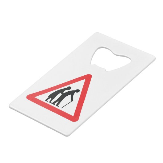 注意高齢者 – UK交通標識 クレジットカード栓抜き (正面アングル)