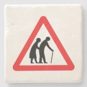 注意高齢者 – UK交通標識 ストーンコースター (正面)