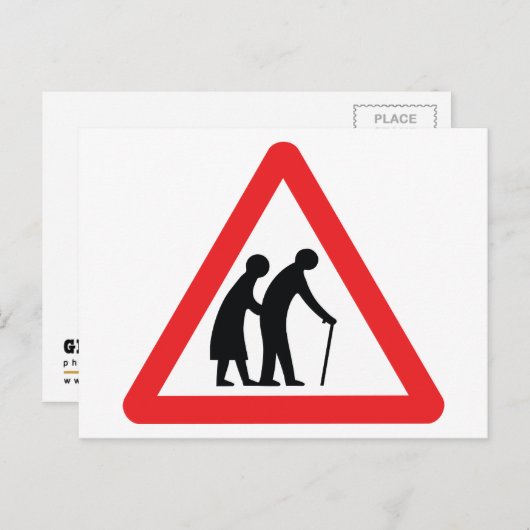 注意高齢者 – UK交通標識 ポストカード (正面/裏面)
