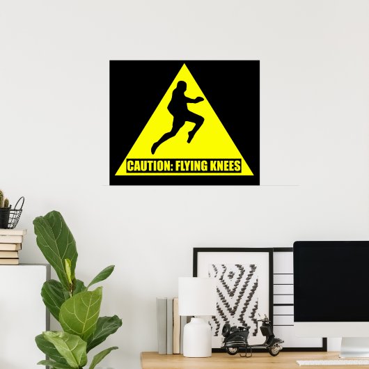 注意:ひざ飛んでいるmma/ムエタイのポスター ポスター (ホームオフィス)