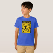注意：ウサギ坂 - 面白いスキー注意標識 Tシャツ (正面フル)