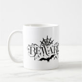 注意,クモとこうもりハロウィーンタイポグラフィ コーヒーマグカップ (左)