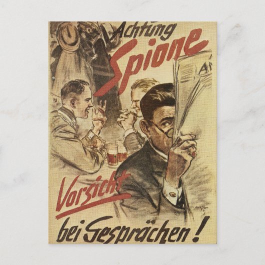 注意 – スパイのポスター ポストカード (正面)