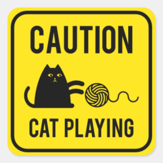 注意 – ネコ遊ズ スクエアシール (正面)