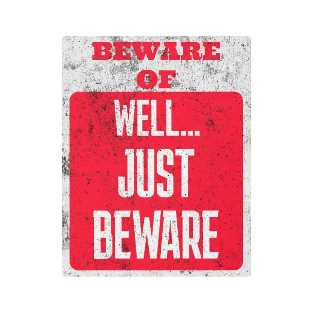 注意 – ヴィンテージメタル広告のウォールサイン メタルプリント (正面)