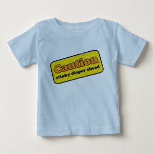 注意: 前方の臭いおむつ ベビーTシャツ