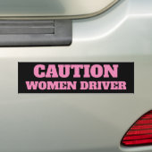 注意、女性のドライバー バンパーステッカー (車上)