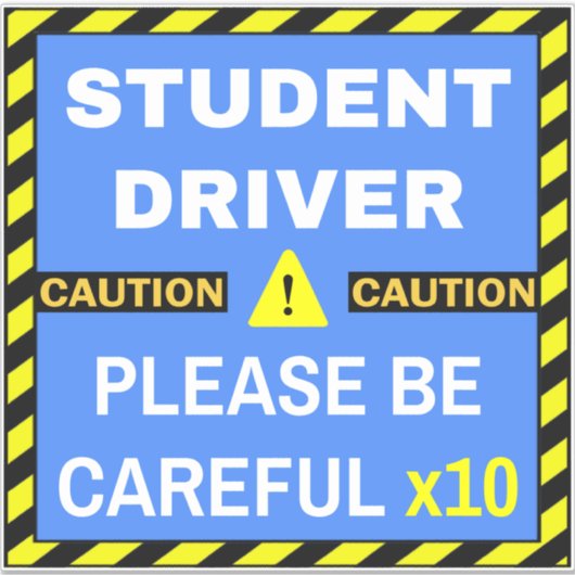 注意：学生の運転免許証（注意）教育 シール (正面)