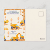 注意！建築トラック誕生日招待状 ポストカード (裏面)