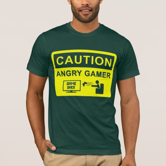 注意! 怒っているゲーマーのTシャツ Tシャツ (正面)