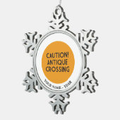 注意! 旧式な交差 スノーフレークピューターオーナメント (右)