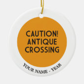 注意! 旧式な交差 セラミックオーナメント (正面)