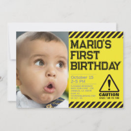 注意！最初のおもしろい誕生日パーティーへの招待 招待状