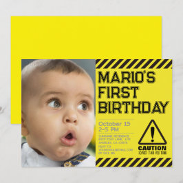 注意!最初のおもしろい誕生日パーティーへの招待 招待状